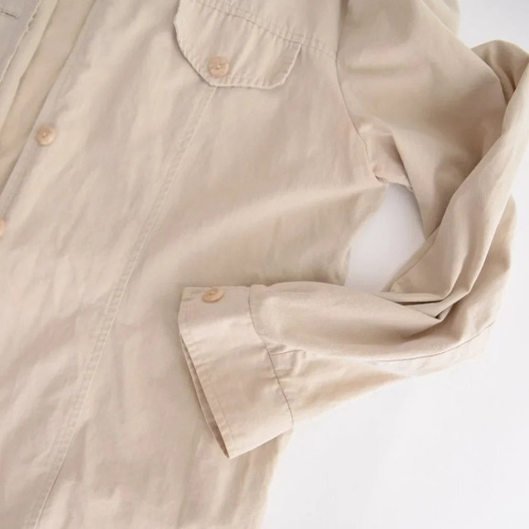 Vintage R&R 100% Cotton  Cream Button Up Long Sleeve Basic dress Top Small - Picture 13 of 14